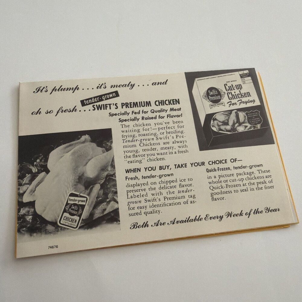 Vintage Recipe Booklet Pamphlet Advertising SWIFT PREMIUM CHICKEN Martha Logan